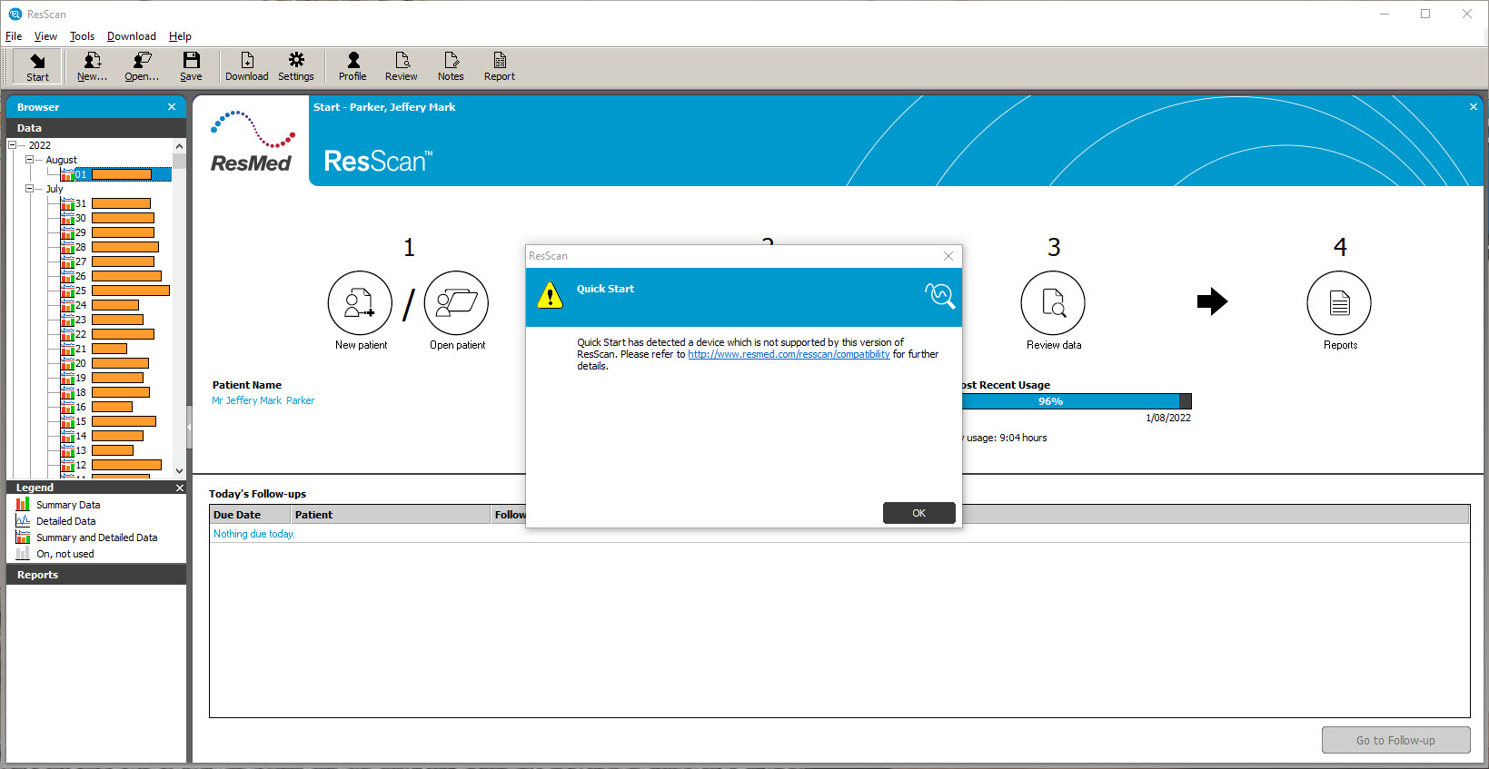ResScan problem reading SD card on Windows 10 PC Apnea Board
